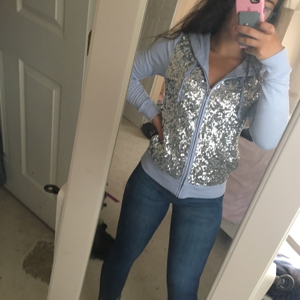 Sequin PINK blue zip up